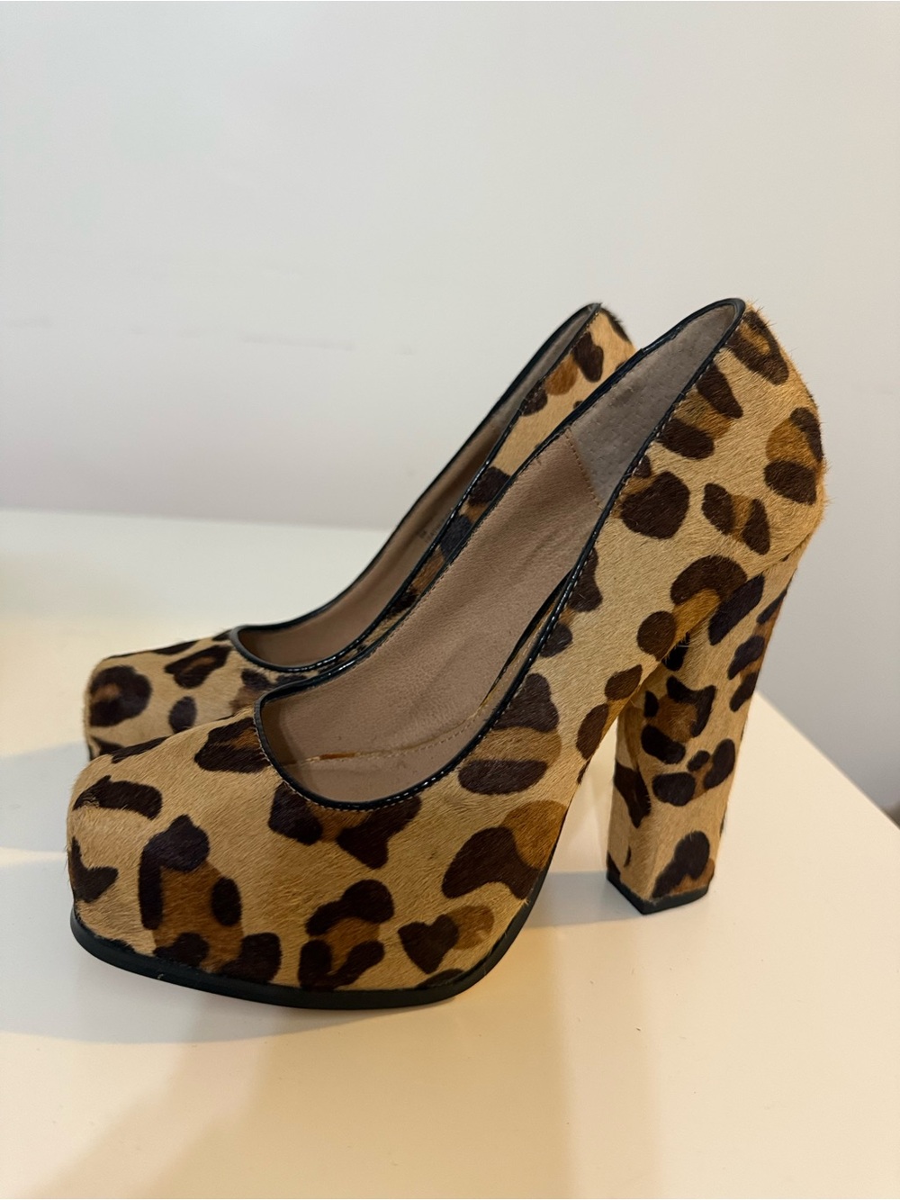 Steve Madden Leopard Platform Pumps - Tan & Brown